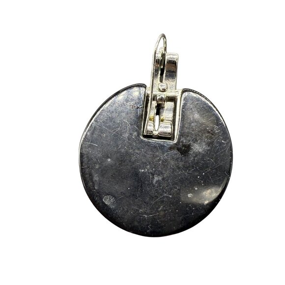 Round Black & Silver Drop Earrings Classic modern - Picture 3 of 3